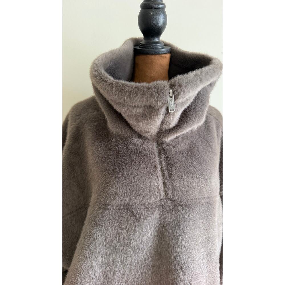 Free People Movement Alpine Faux Fur Half Zip Pullover Brown Size L NWT $198 - Picture 9 of 16